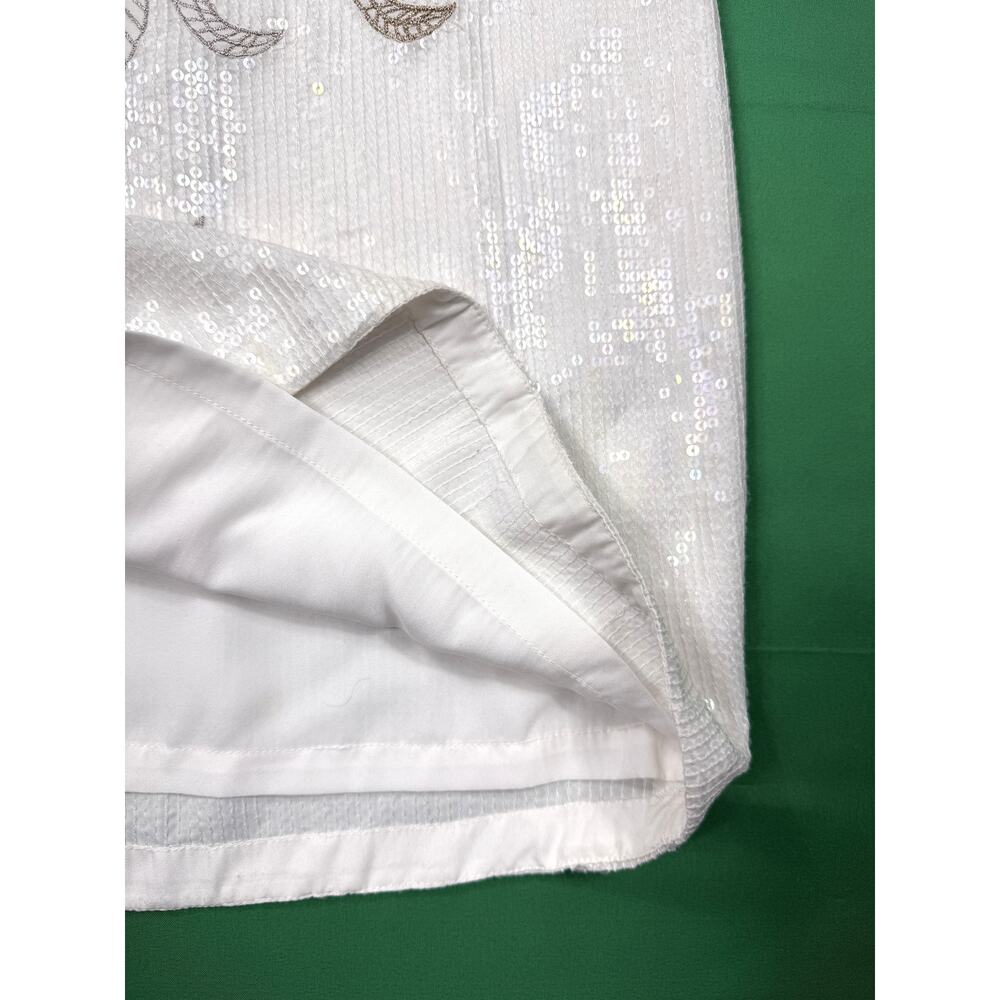 Belle Badgley Mischka white sleeveless dress Sz 10 gold embroidery sequin - Picture 5 of 13